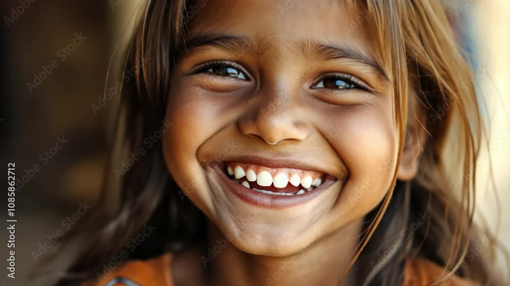 A indian girl Brown hair and a big smile She wore an orange shirt. A indian girl Brown hair and a big smile She wore an orange shirt.