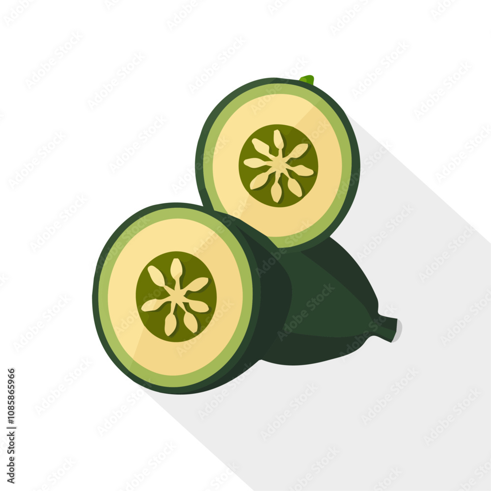 Simple flat 2D illustration of feijoa isolated on a white background, ai, flat 2d design, ideal for animation, UI/UX design, mobile apps, web design, digital illustrations Simple flat 2D illustration of feijoa isolated on a white background, ai, flat 2d design, ideal for animation, UI/UX design, mobile apps, web design, digital illustrations