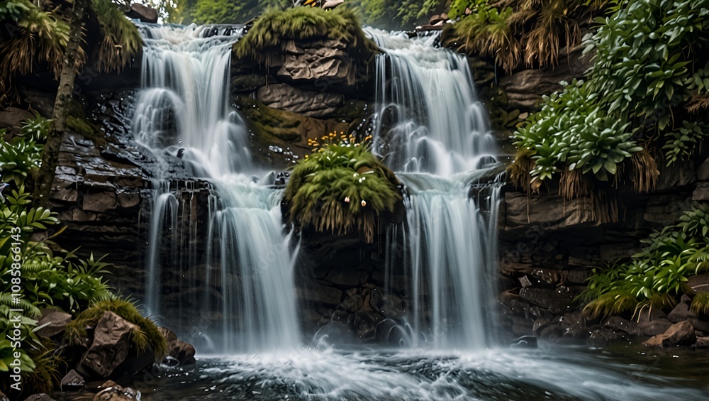 waterfall in the forest waterfall in the forest