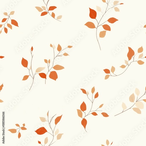 Wallpaper Mural Orange and beige autumn leaves seamless pattern Torontodigital.ca