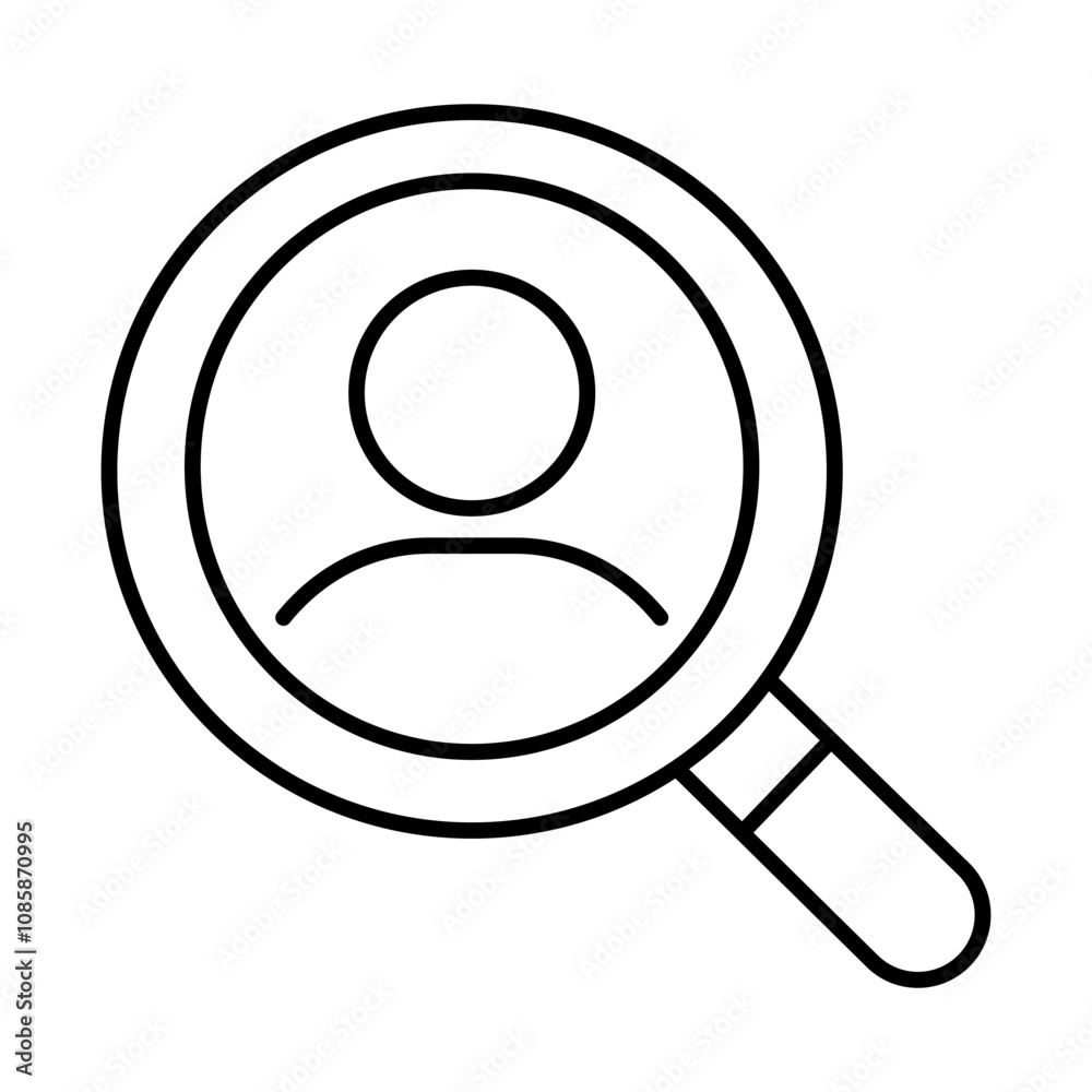 Preview Profile Icon – Magnifying Glass with Person, Representing Profile Review, Final Check, and Overview Preview Profile Icon – Magnifying Glass with Person, Representing Profile Review, Final Check, and Overview