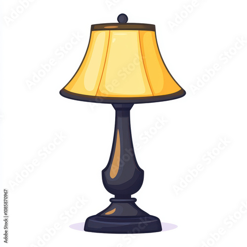 Traditional Cartoon Lamp with Yellow Shade