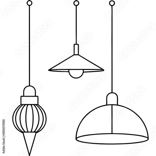 Modern vector lamp illustration featuring a decorative light icon, perfect for interior design or restaurant menu