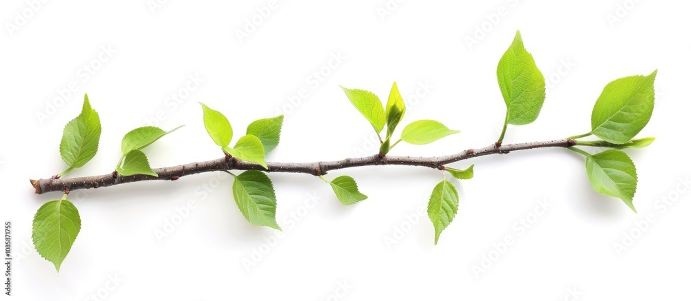 Fototapeta premium Fresh Green Leafy Twig Isolated On White Background
