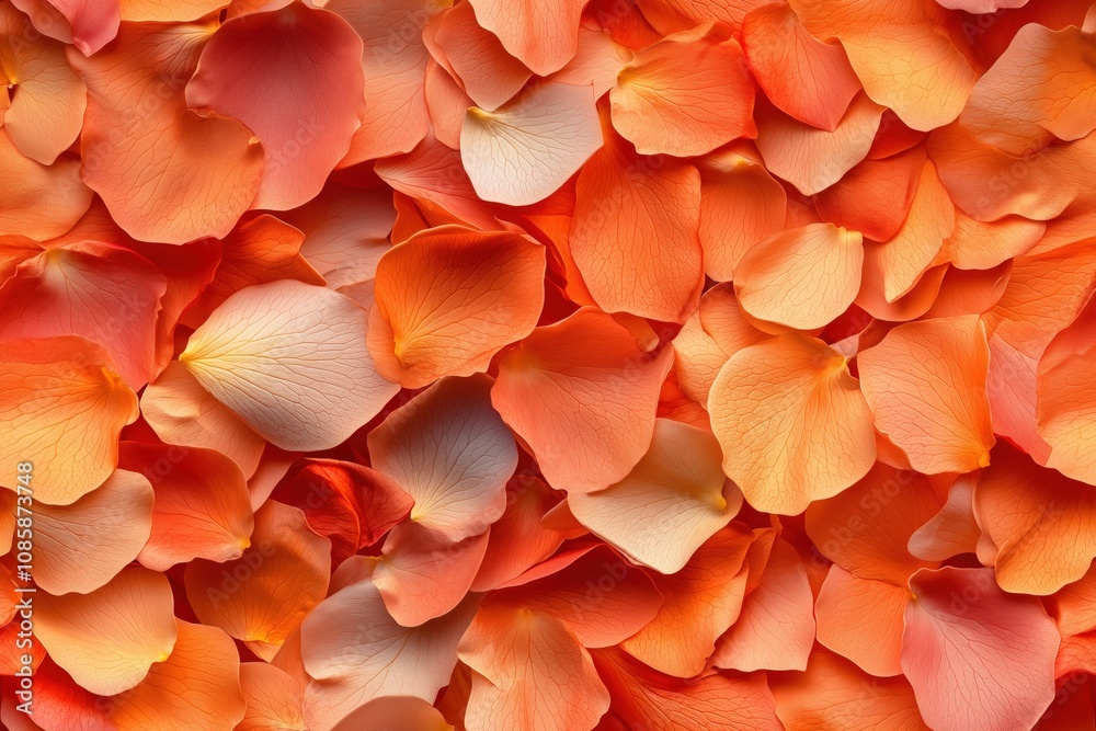 Bright orange rose petals overlapping in a vibrant seamless pattern Bright orange rose petals overlapping in a vibrant seamless pattern