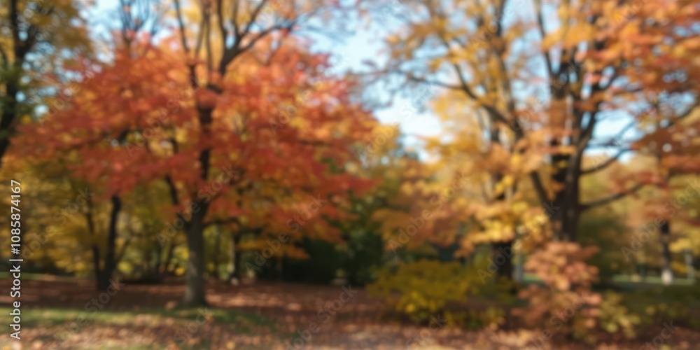Blurred background of autumn park with colorful leaves and trees, park Blurred background of autumn park with colorful leaves and trees, park
