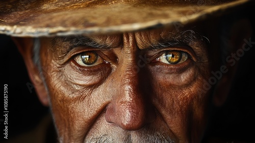 A Close Up Of An Elderly Mans Eyes And Face