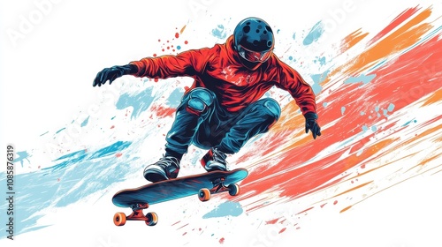 Skateboarder in mid air performing a trick