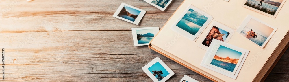 Fototapeta premium Memory album filled with travel photographs.