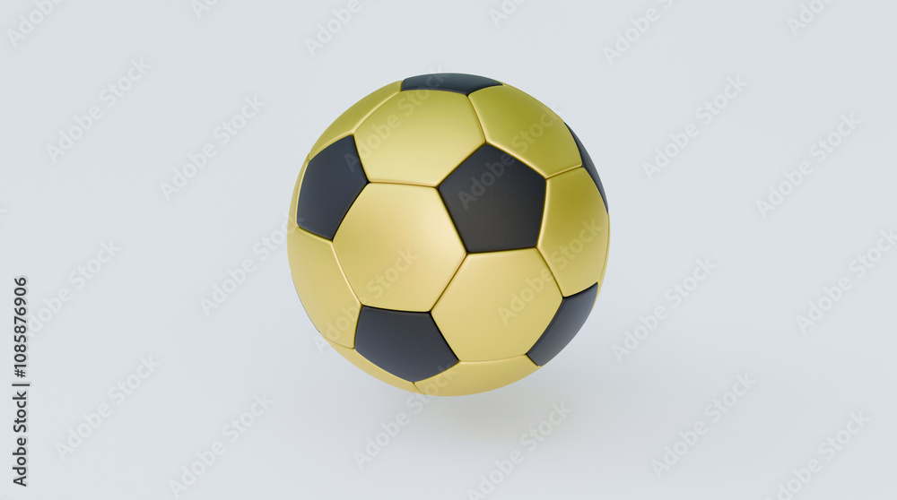 Obraz premium Football soccer ball black and gold color over white background. Soccer ball on white background.