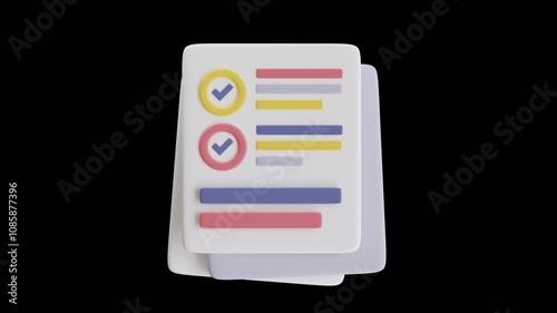 Colorful Checklist Illustration for Task Management 3D Animation