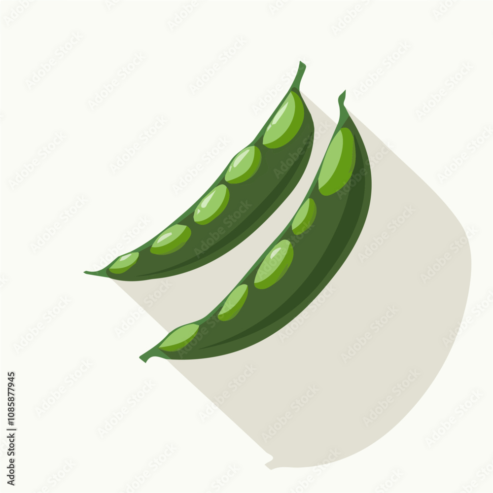 Simple flat 2D illustration of green beans isolated on a white background, ai, flat 2d design, ideal for animation, UI/UX design, mobile apps, web design, digital illustrations Simple flat 2D illustration of green beans isolated on a white background, ai, flat 2d design, ideal for animation, UI/UX design, mobile apps, web design, digital illustrations