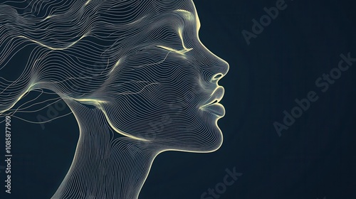 Abstract Line Art Portrait of a Serene Woman