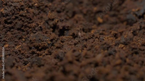Details of leftover coffee that has been ground