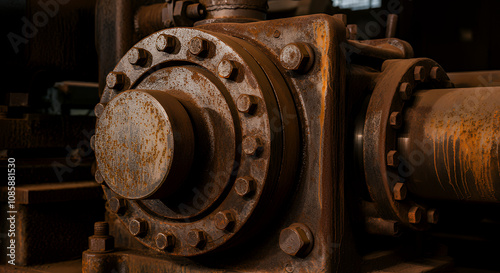 Industrial Machine with Rusty Surface and Textured Metal