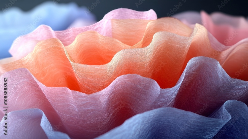 Detail of layered tissue paper in gift bag arrangement
