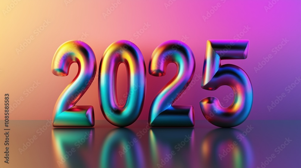 Colorful 2025 numbers glowing against a vibrant purple and orange background, symbolizing the arrival of a new year celebration Colorful 2025 numbers glowing against a vibrant purple and orange background, symbolizing the arrival of a new year celebration