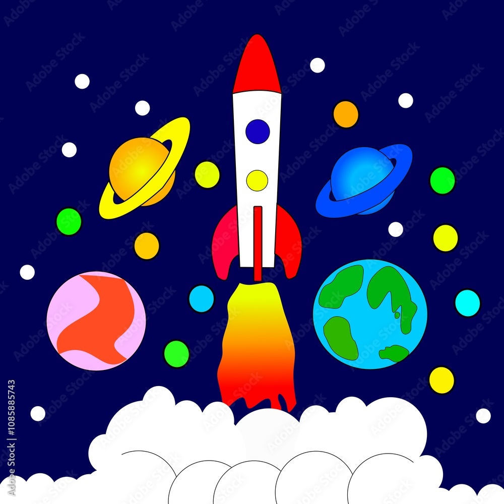 Naklejka premium rocket in space