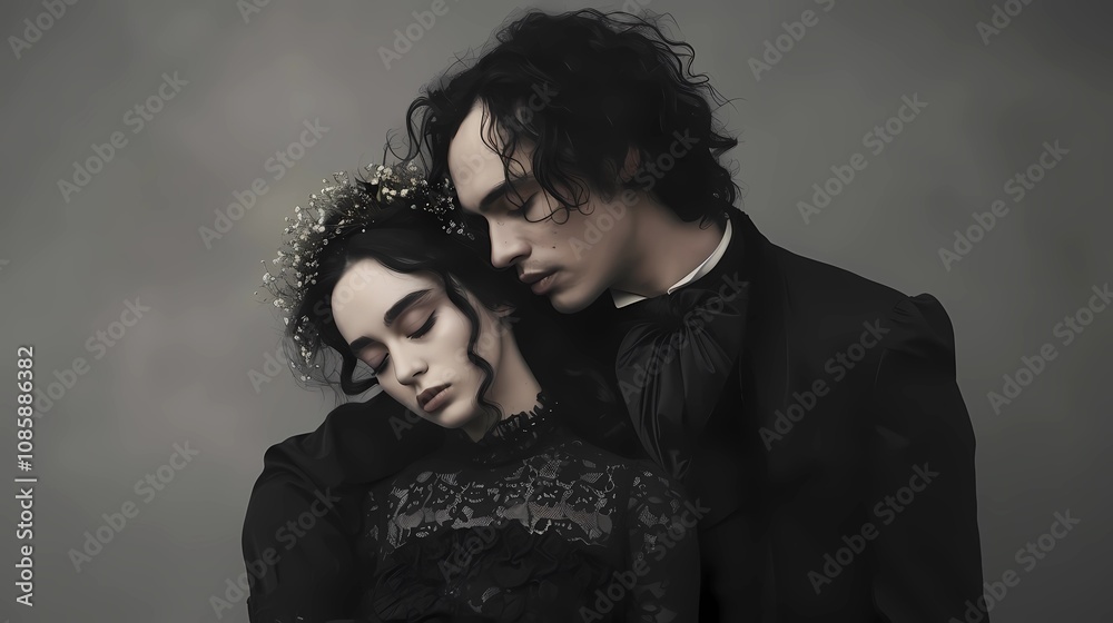 portrait of a couple in black portrait of a couple in black