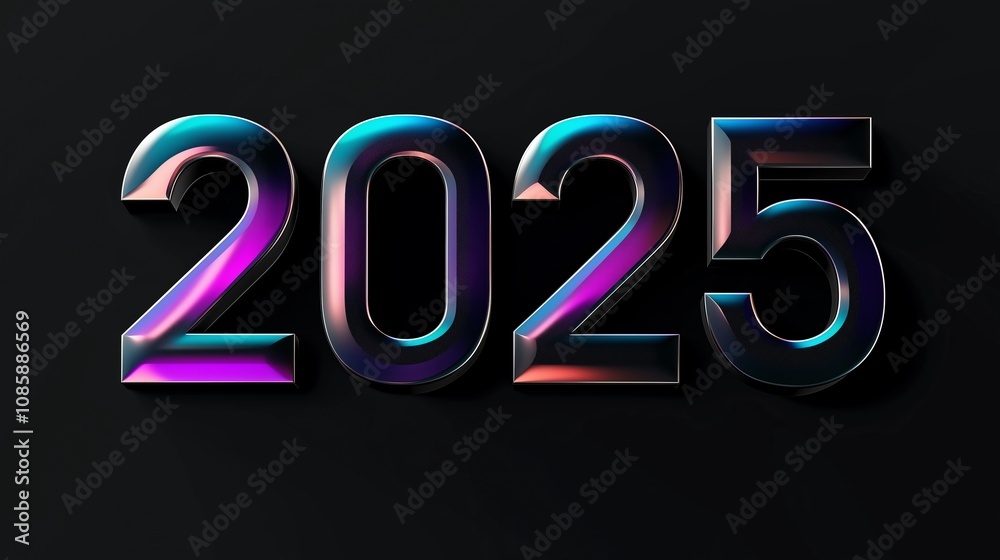 Modern 2025 numbers in vibrant colors against a dark background, symbolizing the upcoming year and its possibilities Modern 2025 numbers in vibrant colors against a dark background, symbolizing the upcoming year and its possibilities