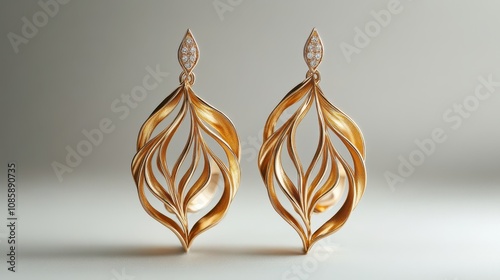 Gold earrings woman accessories accessory. photo