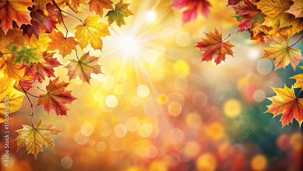 colorful autumn background with shiny leaves Tilted Angle