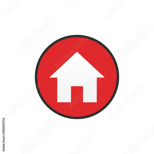 house icon. Color flat icon Button in circle on white background