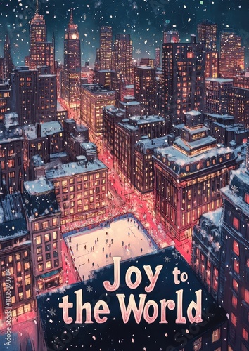 Christmas Card: New York's Rockefeller Center Skating Rink with 
