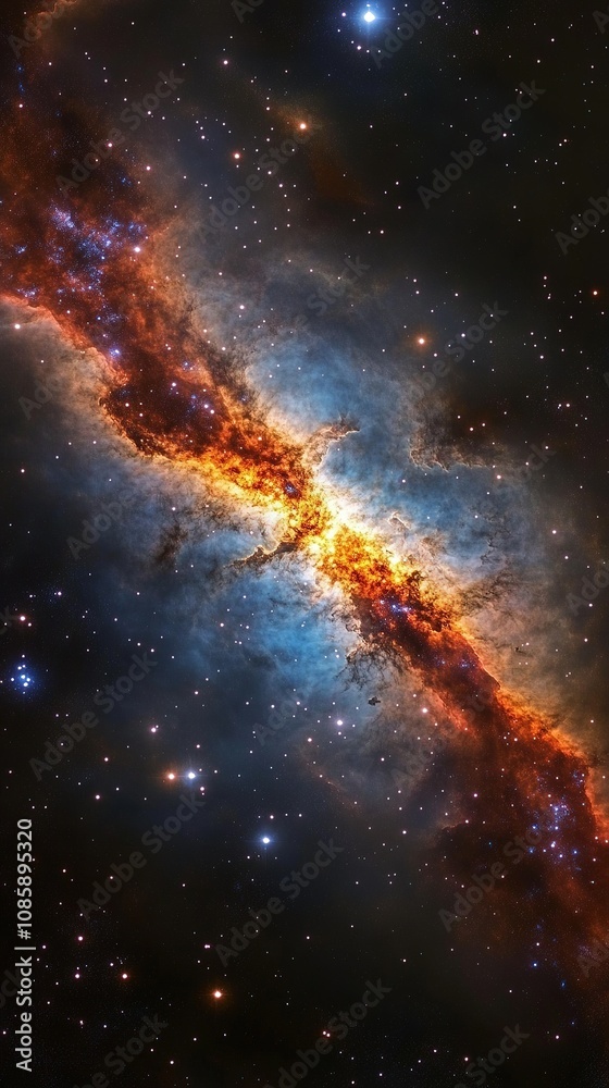 Fototapeta premium Colorful nebula and stars in outer space with vivid detail.