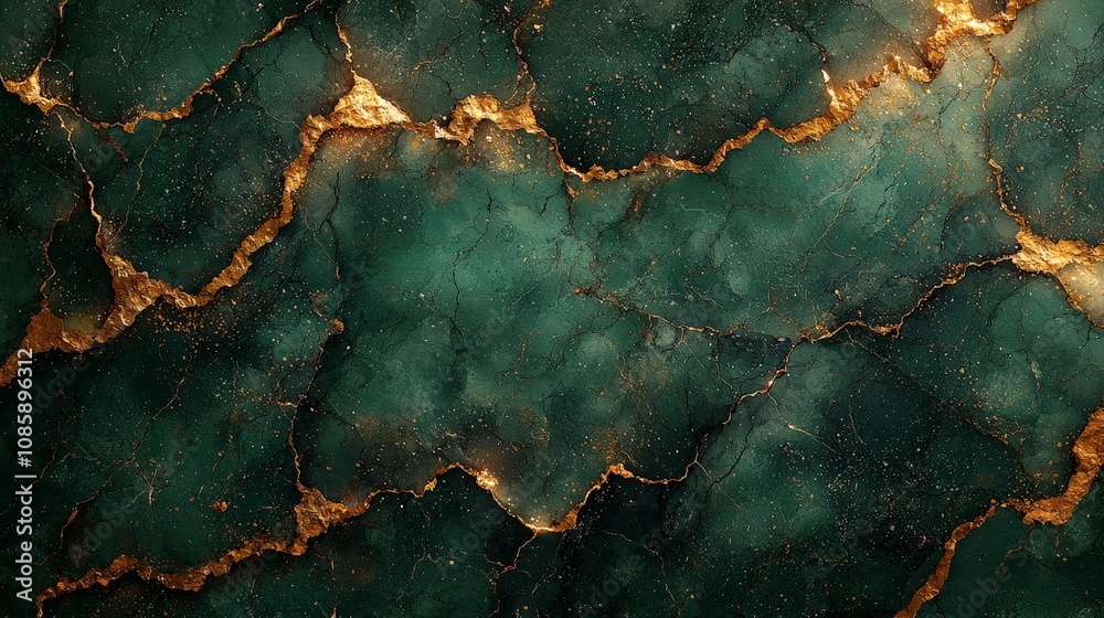A textured abstract design featuring deep green and gold veins, suitable for backgrounds. A textured abstract design featuring deep green and gold veins, suitable for backgrounds.