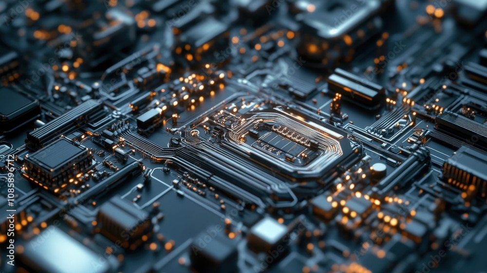 Close-up of a Circuit Board with Glowing Components Close-up of a Circuit Board with Glowing Components