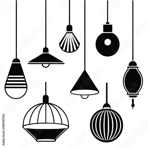 Vector illustration of hanging light bulbs, a bright symbol of creative business innovation and electric power