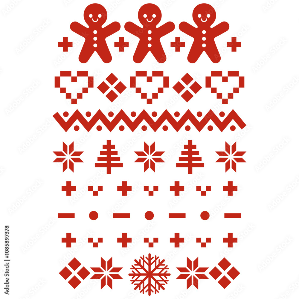 Christmas Sweater Pattern Design Isolated On White Christmas Sweater Pattern Design Isolated On White