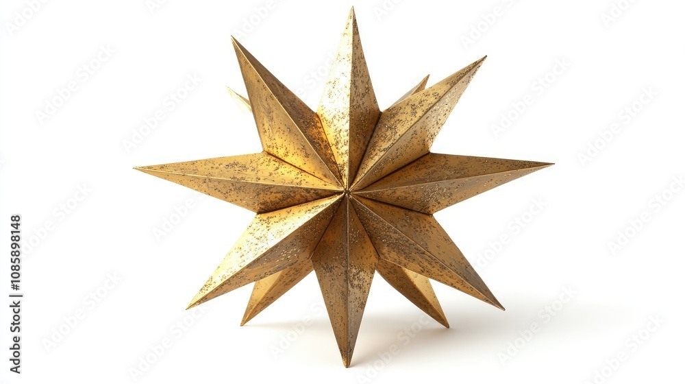 A Christmas star, tree topper, sleek modern design, metallic gold texture, isolated on white background A Christmas star, tree topper, sleek modern design, metallic gold texture, isolated on white background