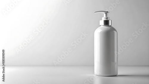  Blank white beauty product pump bottle mock-up for branding isolated on white background with copy space for text