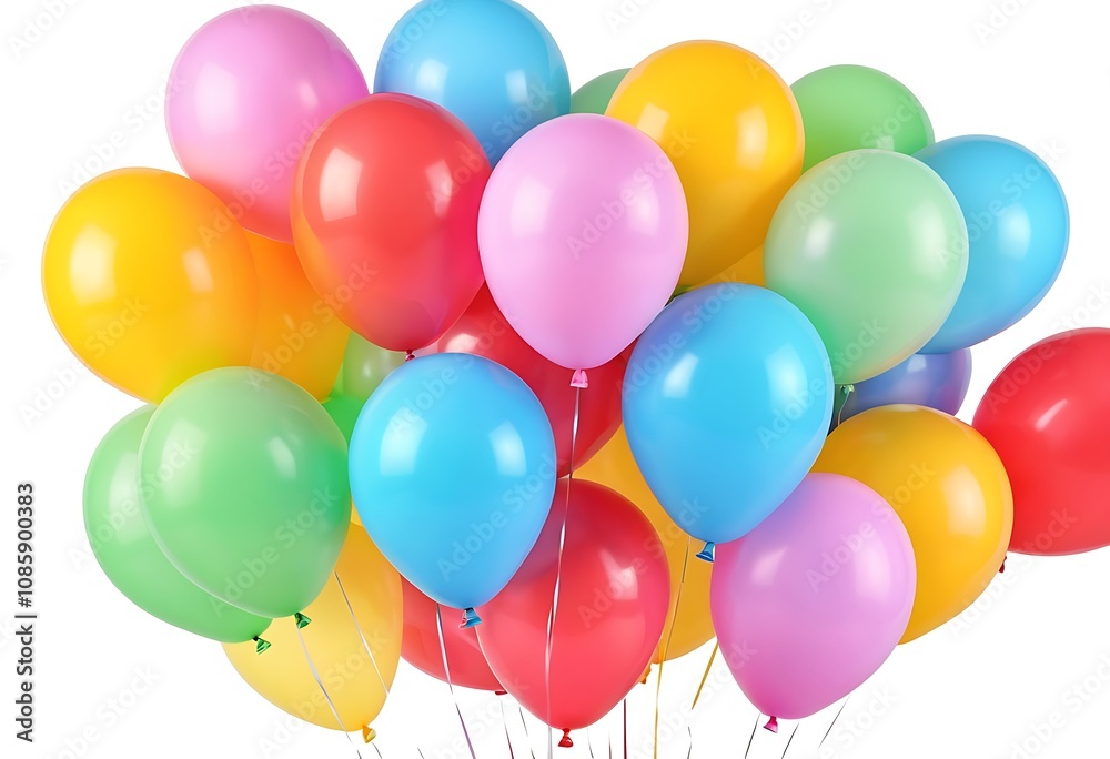 flying balloons isolated on a white background flying balloons isolated on a white background