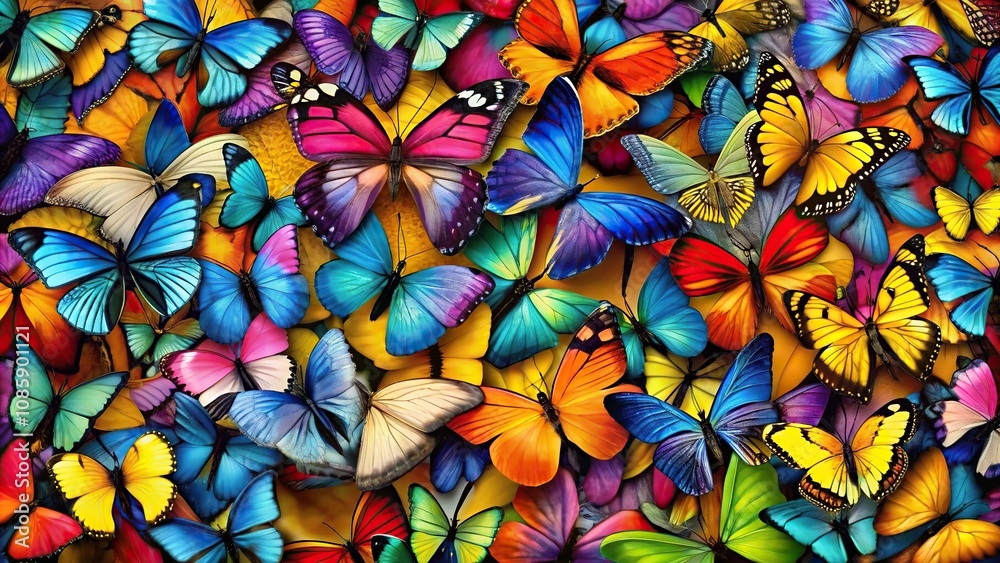 Colorful butterflies on a long shot Colorful butterflies on a long shot