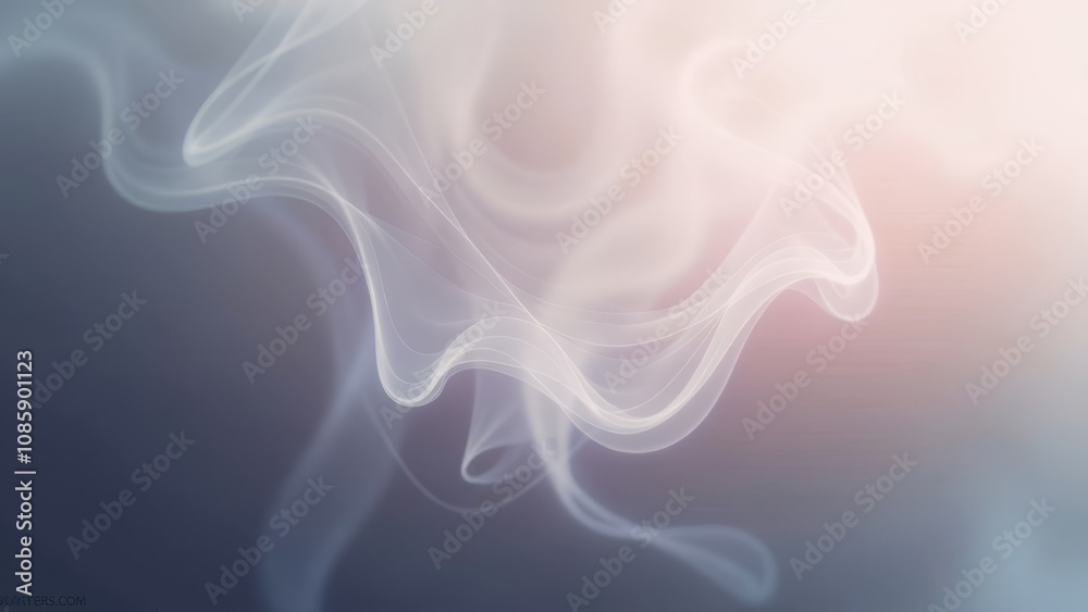Fototapeta premium Elegant swirling abstract white smoke on soft gradient background