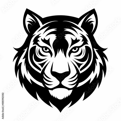 Wallpaper Mural Tiger Head Silhouette Vector Illustration, tiger head logo in black silhouette style for graphic design Torontodigital.ca