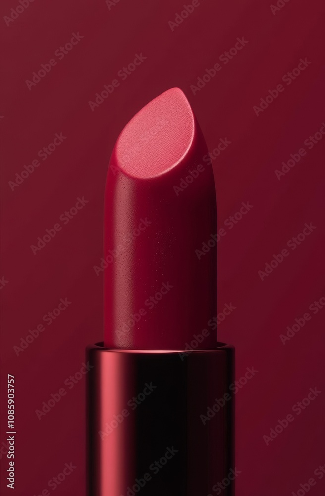 Elegant red lipstick on maroon background for glamorous beauty look Elegant red lipstick on maroon background for glamorous beauty look