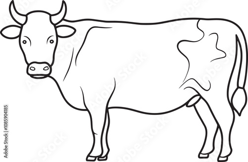 A cow line art vector illustration color book letter for C