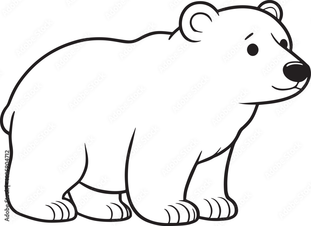 Obraz premium A Polar bear line art vector illustration color book letter for P