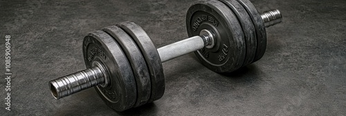 Black Iron Dumbbell on Grey Surface