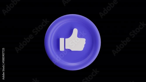 3D Like Button Icon on Purple Background