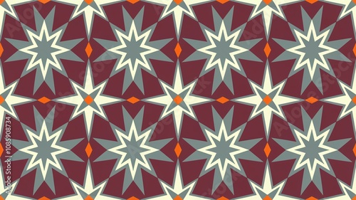 12-pointed star fabric pattern on brown background