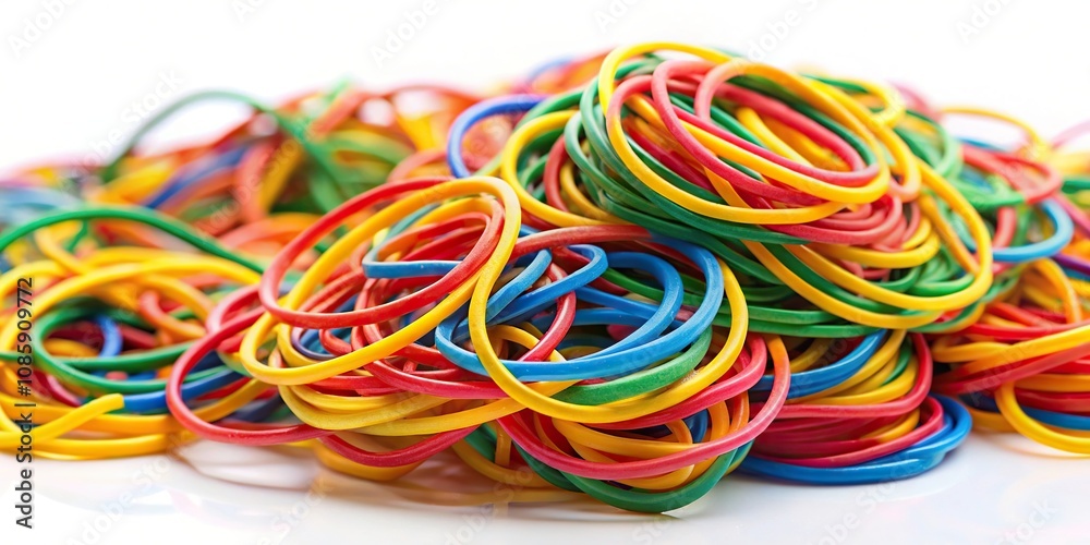 Colorful elastic bands on white background Colorful elastic bands on white background