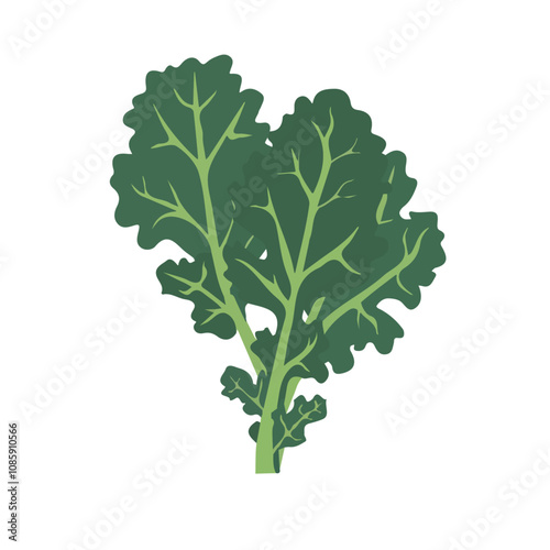 A simple flat 2D icon of kale isolated on the background, vector design, ideal for animation, UI/UX design, mobile apps, web design, digital illustrations, flat 2D