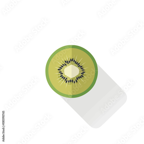 Simple flat 2D illustration of a kiwi fruit isolated on a white background, vector 2D design, icon