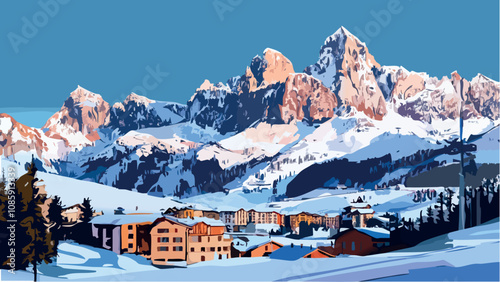 Alpine Skiing Destination- Cortina d'Ampezzo.eps