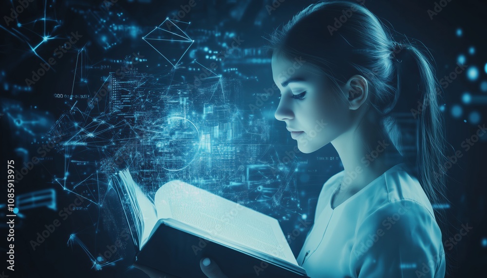 Fototapeta premium Ai And Machine Learning Revolutionize Personalized E-Learning In Education And Business Training. Technology Course And Internet-Based Learning.
